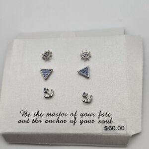Silver and Blue Nautical Earrings Set